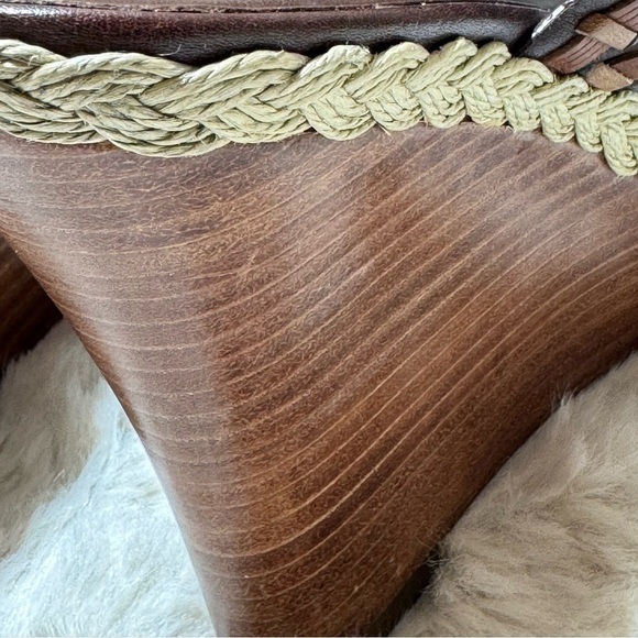 COLE HAAN stitch wedge brown heal leather espadrille slides shoes 7.5B - Picture 8 of 14